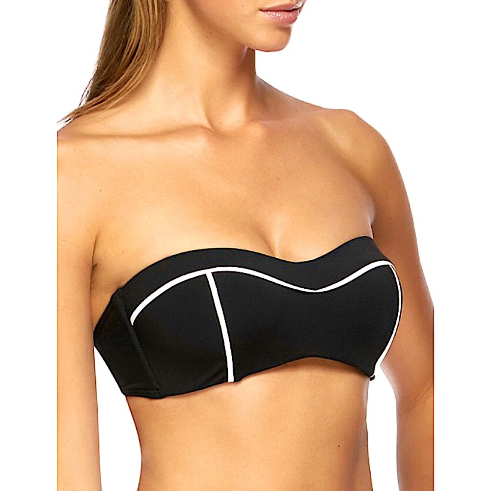 Jets Bilk/Wht Bandeau Top & Banded Bikini Bottom